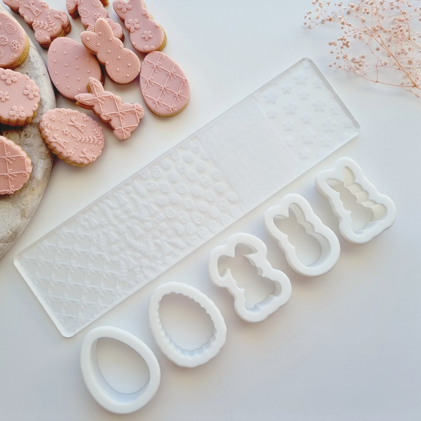 pattern plate eggs bow spring bunny flower daisy diamond stamp and impress cookie stamp cookie cutter easter egg easter bunnies bunny cutter