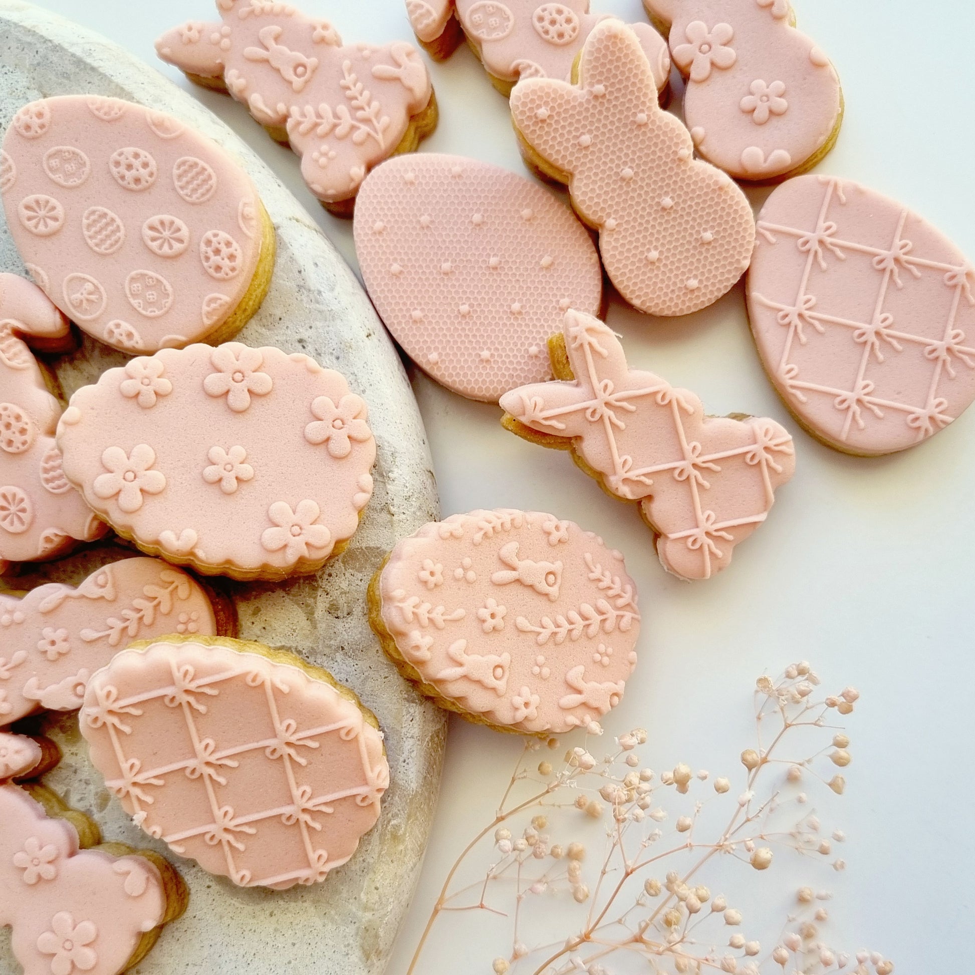 pattern plate eggs bow spring bunny flower daisy diamond stamp and impress cookie stamp cookie cutter easter egg easter bunnies bunny cutter