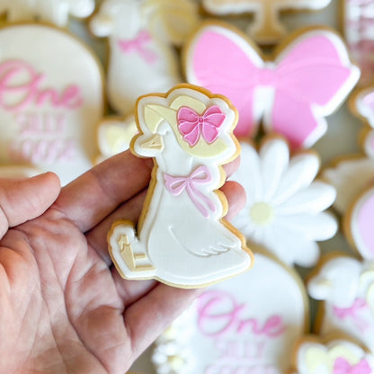 goose with balloon happy birthday one silly goose on the loose bow cookie stamp cookie cutter stampandimpress