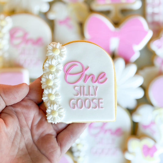 goose with balloon happy birthday one silly goose on the loose bow cookie stamp cookie cutter stampandimpress