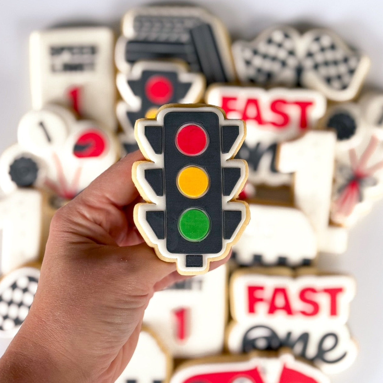 traffic light to fast fast one race car racing flags cookie stamp cookie cutter stampandimpress speed limit