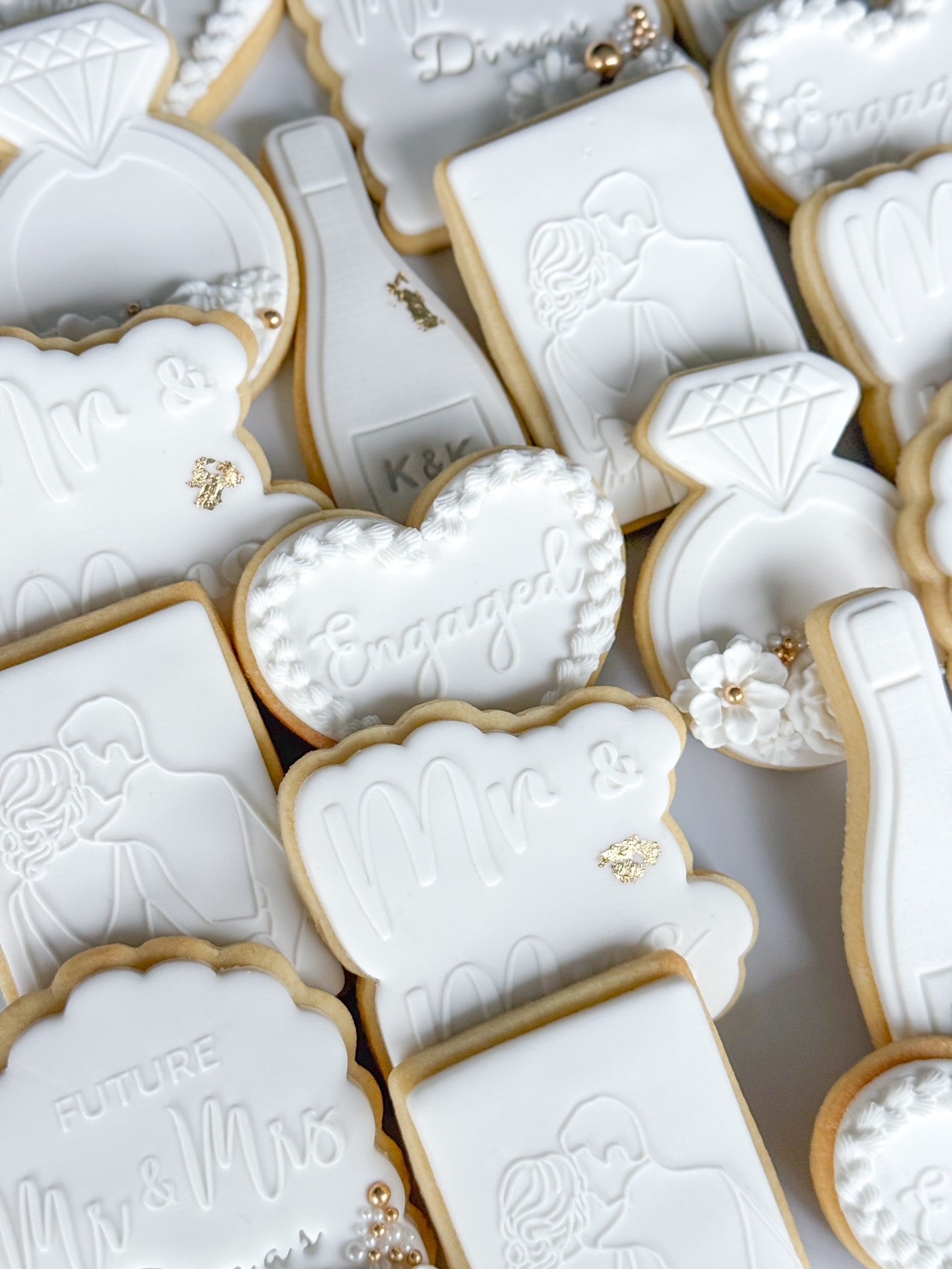 diamond ring cookie stamp cookie cutter stampandimpress wedding engagement bride and groom mr & mrs engaged future mr & mrs champagne bottle