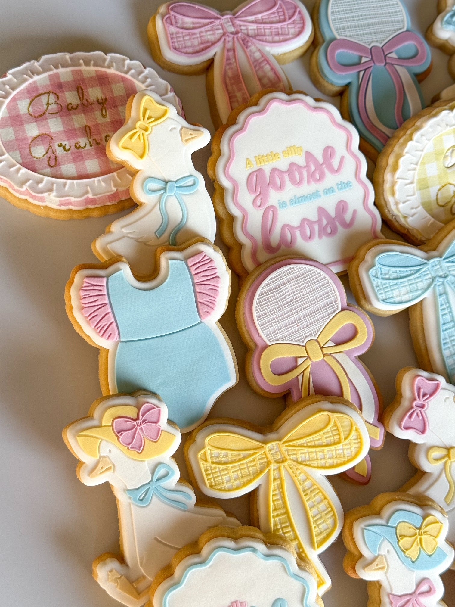 a little silly goose is almost on the loose baby shower rattle onesie cookie stamp cookie cutter stampandimpress