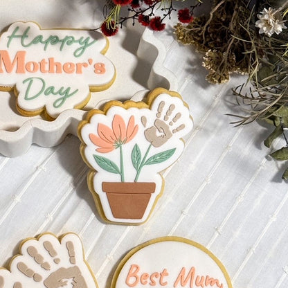 handprint pot plant happy mothers day best mum hands down hand flower cookie stamp cookie cutter stampandimpress