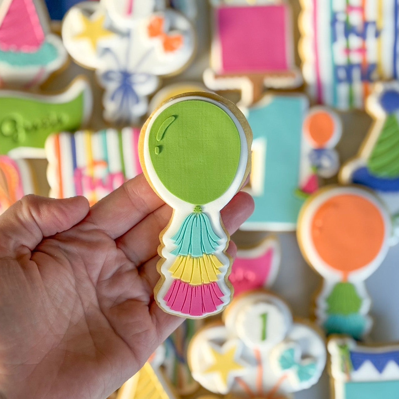 balloon with tassels tassel balloon its fun to be one cookie stamp cookie cutter stampandimpress 