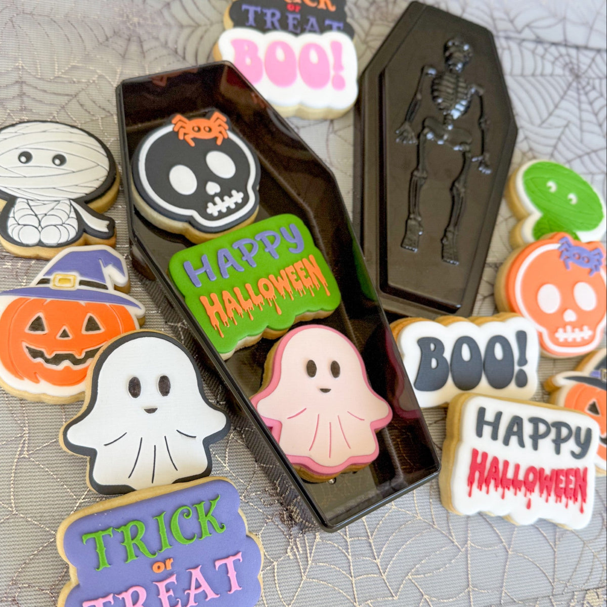 ghost mini halloween trick or treat pumpkin cute skull mummy boo! spooky cookie stamp cookie cutter stampandimpress