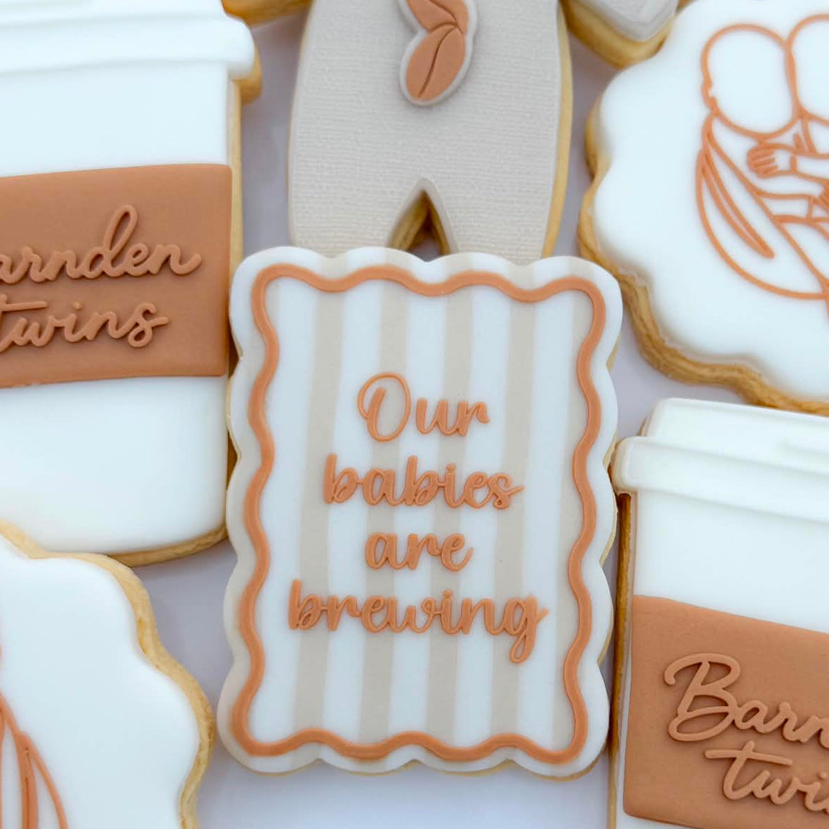 our babies are brewing twins takeaway coffee cup coffee beans baby shower cookie stamp cookie cutter stampandimpress
