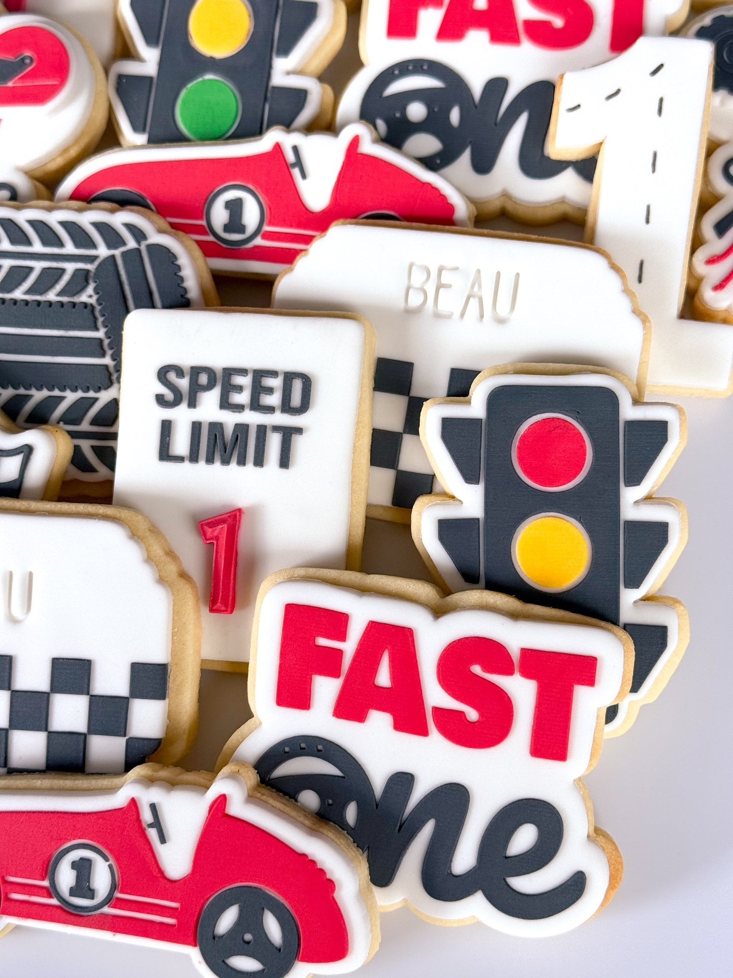 fast one two fast tyre stack race car racing flags traffic light cookie stamp cookie cutter stampandimpress speed limit