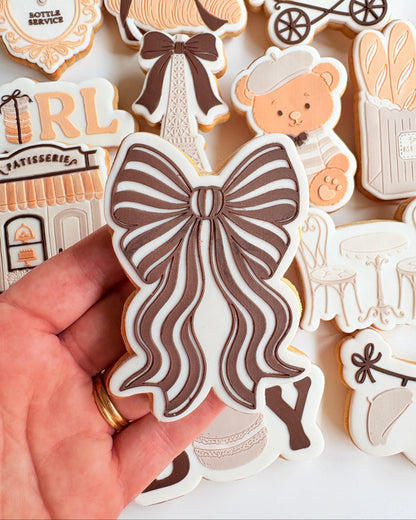 Striped Bow Raised Cookie Stamp/Fondant Debosser & Cutter
