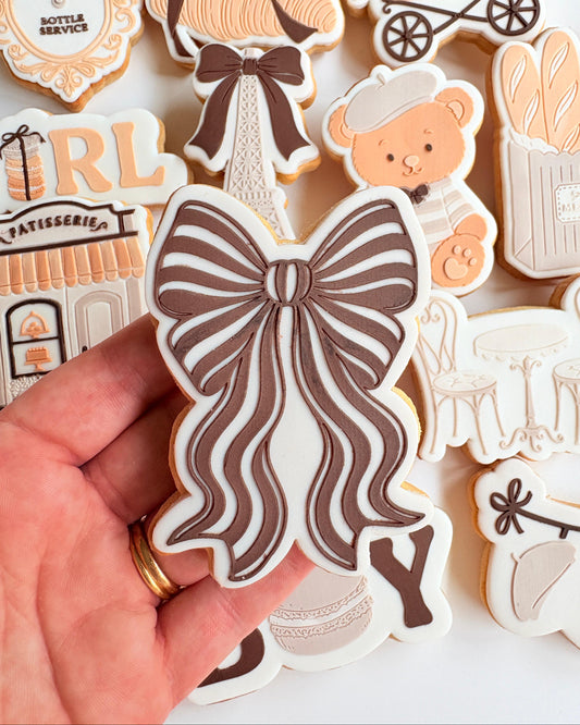 Striped Bow Raised Cookie Stamp/Fondant Debosser & Cutter
