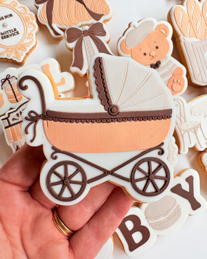 Baby Pram with Frills Raised Cookie Stamp/Fondant Debosser & Cutter