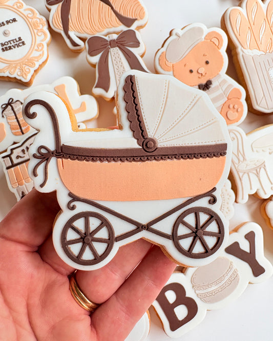 Baby Pram with Frills Raised Cookie Stamp/Fondant Debosser & Cutter