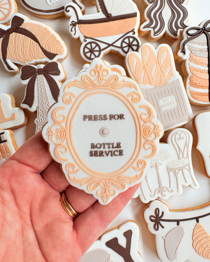 Press for Bottle Service Raised Cookie Stamp/Fondant Debosser & Cutter