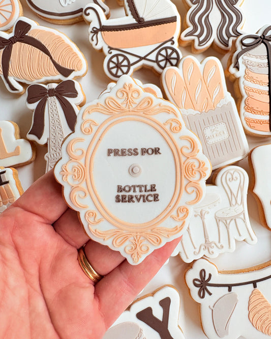 Press for Bottle Service Raised Cookie Stamp/Fondant Debosser & Cutter