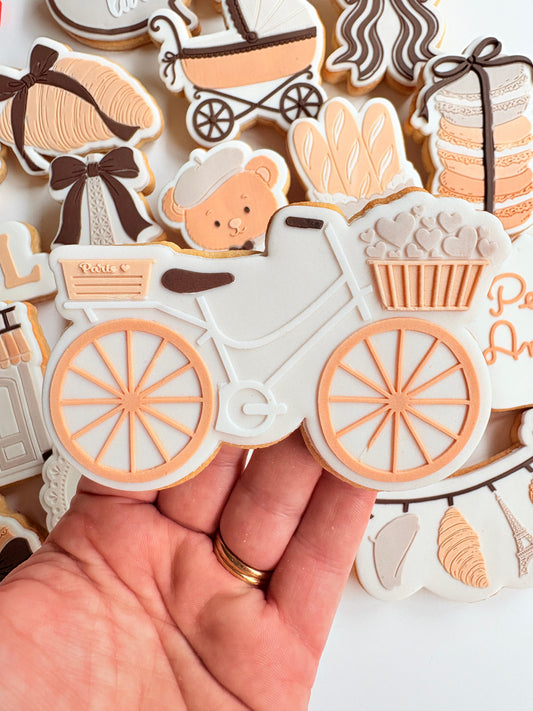 Paris Bicycle Raised Cookie Stamp/Fondant Debosser & Cutter