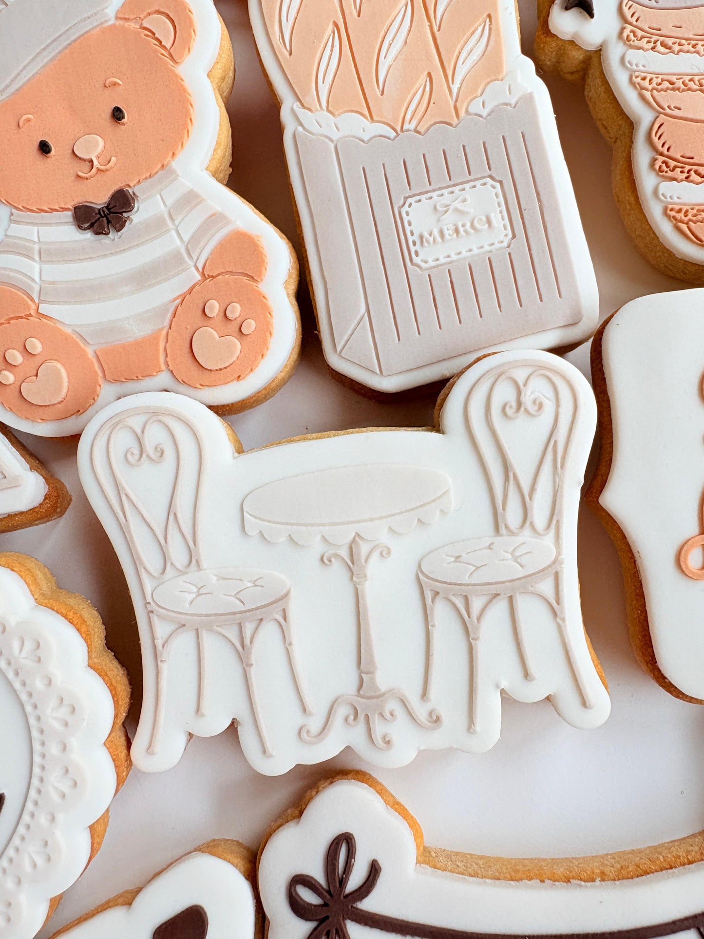 French Table and Chairs Raised Cookie Stamp/Fondant Debosser & Cutter
