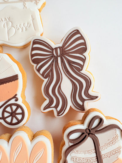 Striped Bow Raised Cookie Stamp/Fondant Debosser & Cutter