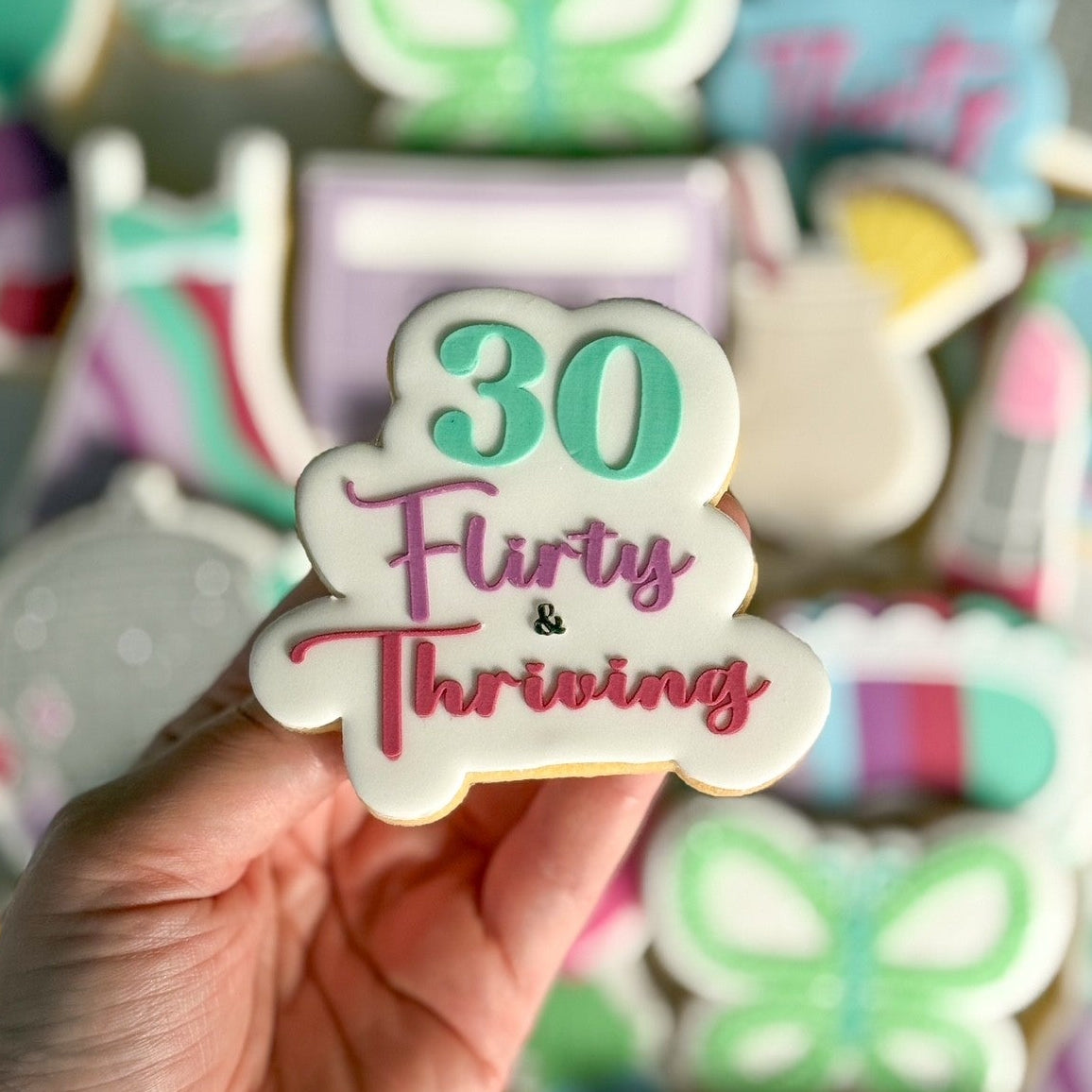 pina colada cocktail pineapple 13 going on 30 suddenly 30 drink cookie stamp cookie cutter stampandimpress wishing dust butterfly mix tape 30 flirty & thriving disco ball 
