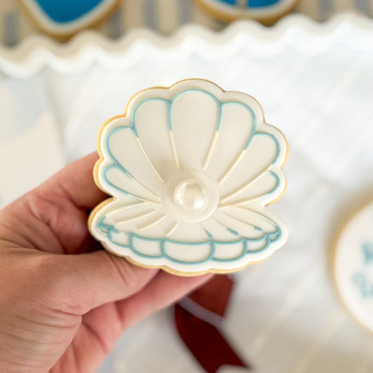 open clam shell pearl thank you for your pearls of wisdom mermaid sea you soon baby under the sea ocean cookie stamp cookie cutter stampandimpress 