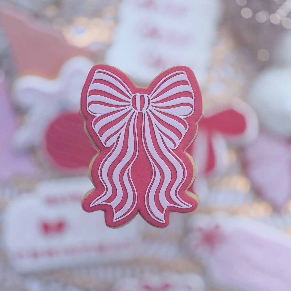 Striped Bow Raised Cookie Stamp/Fondant Debosser & Cutter