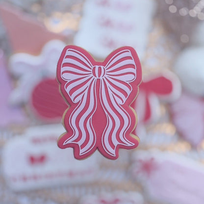 Striped Bow Raised Cookie Stamp/Fondant Debosser & Cutter