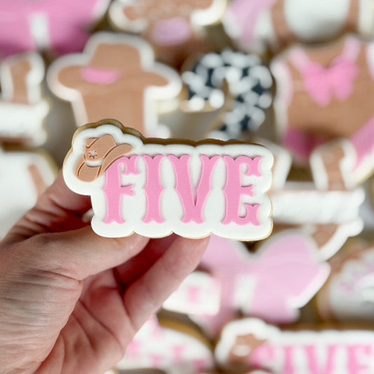 cowbow cowgirl rodeo five with hat cowboy boots cowboy hat birthday cookie stamp cookie cutter stampandimpress