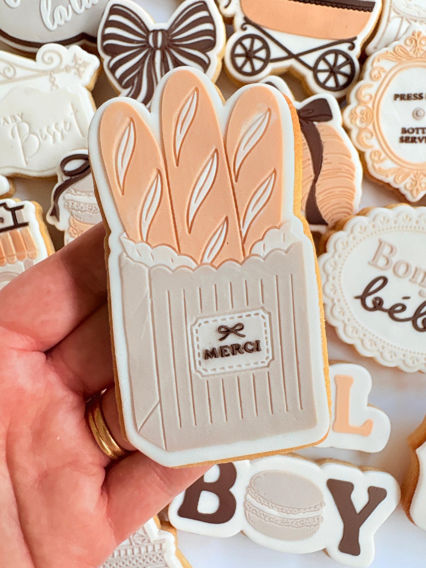 baguette bag merci bonjour bebe french bread charming cookie stamp cookie cutter stampandimpress