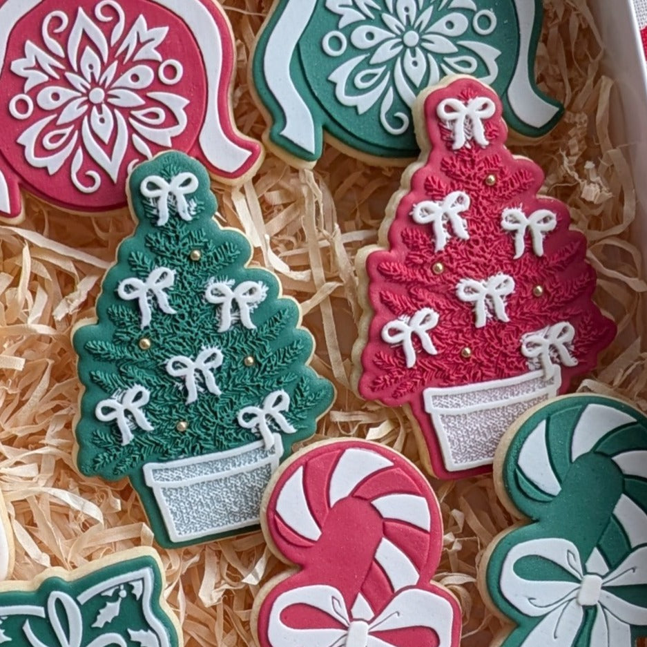 Christmas Tree with Bows Raised Cookie Stamp/Debosser & Cutter