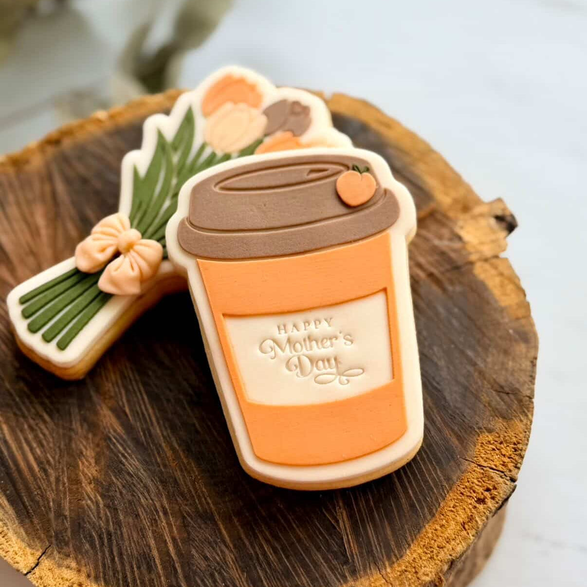 takeaway coffee cup happy mothers day brunch mum fondant cookie stamp cookie cutter stampandimpress