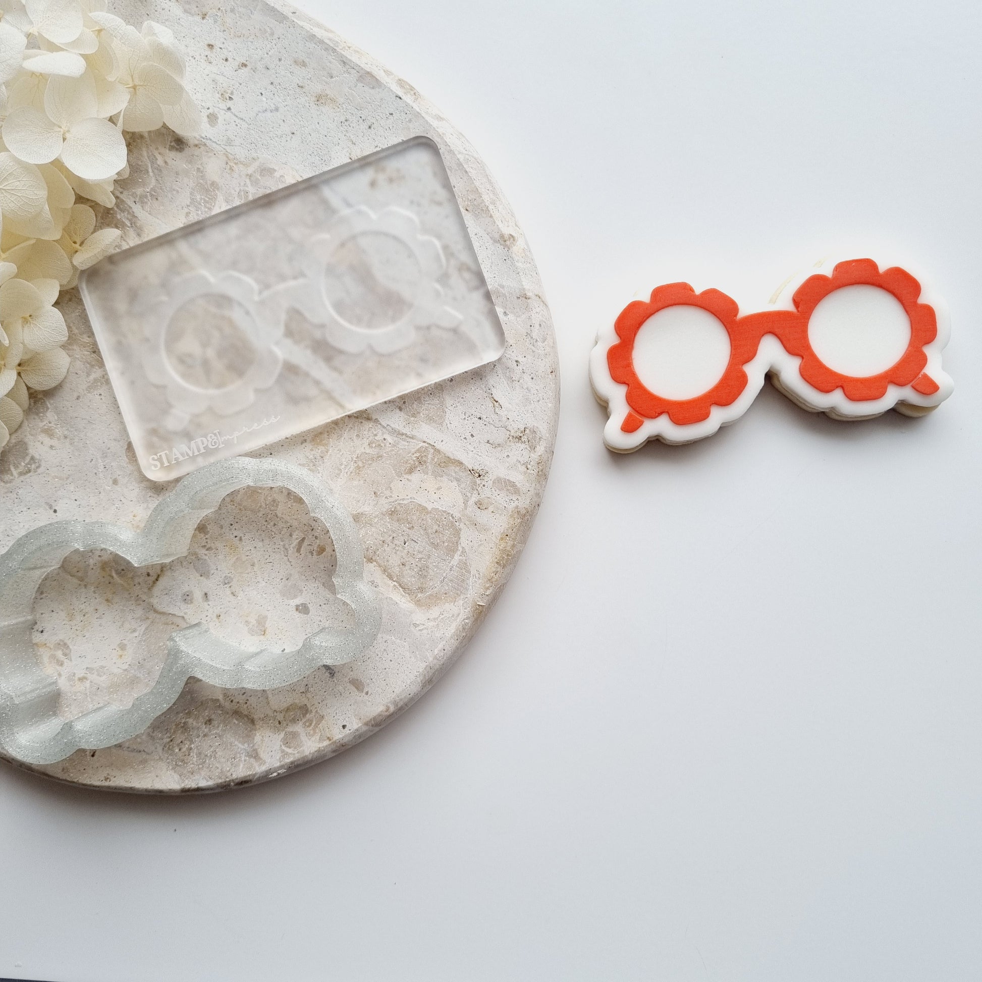 Flower glasses daisy glasses floral groovy cookie cutter cookie stamp stampandimpress