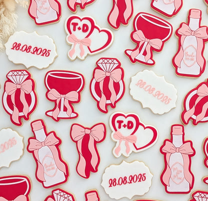 miss to mrs champagne bottle long bow cookie stamp cookie cutter stampandimpress hens bride wedding 