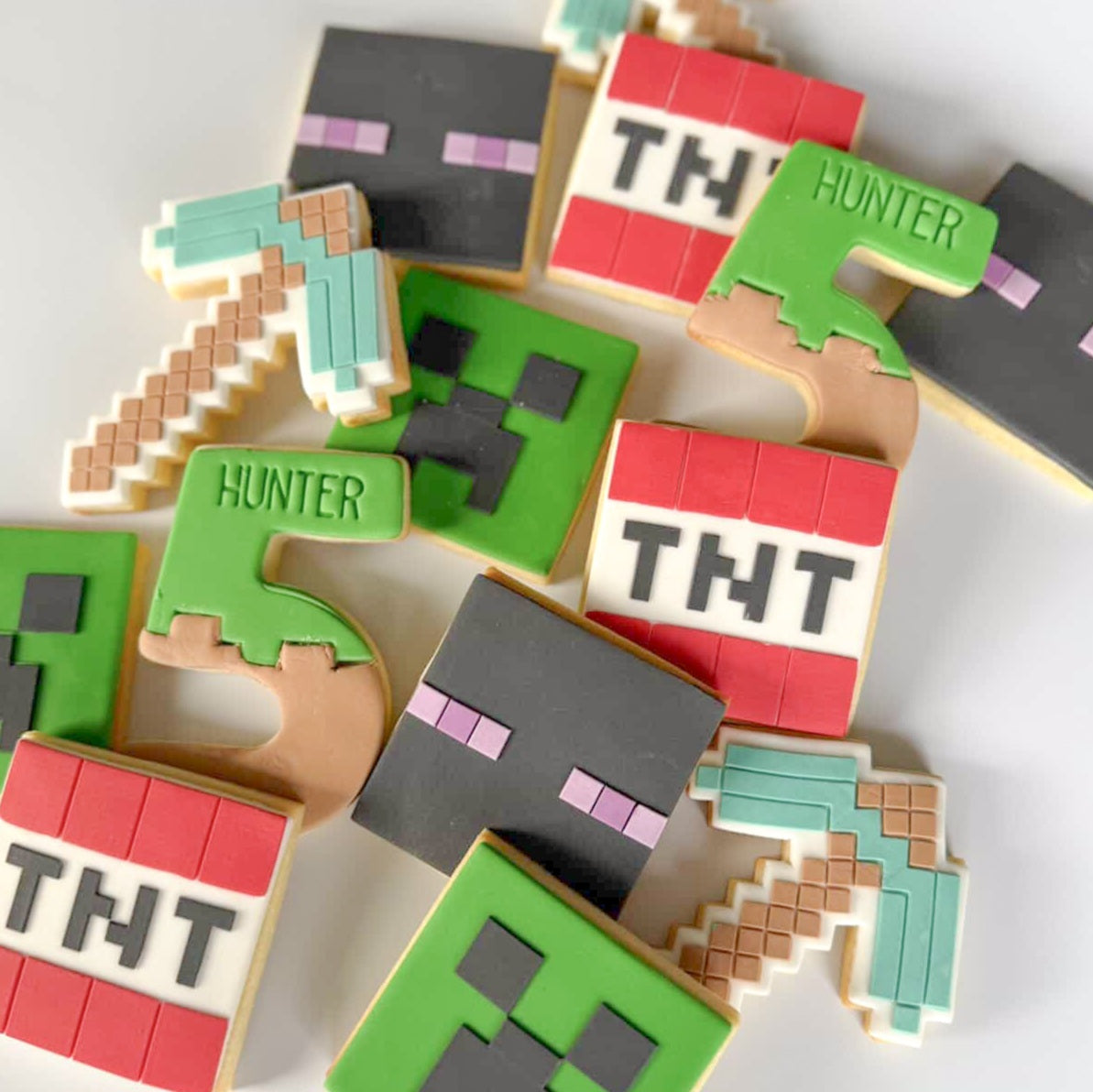 minecraft pickaxe creeper tnt cookie stamp cookie cutter stampandimpress
