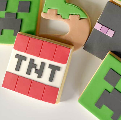 minecraft pickaxe creeper tnt cookie stamp cookie cutter stampandimpress