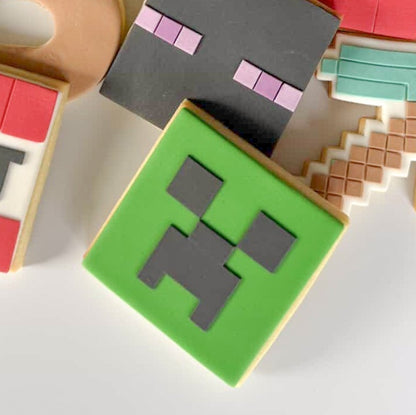 minecraft pickaxe creeper tnt cookie stamp cookie cutter stampandimpress