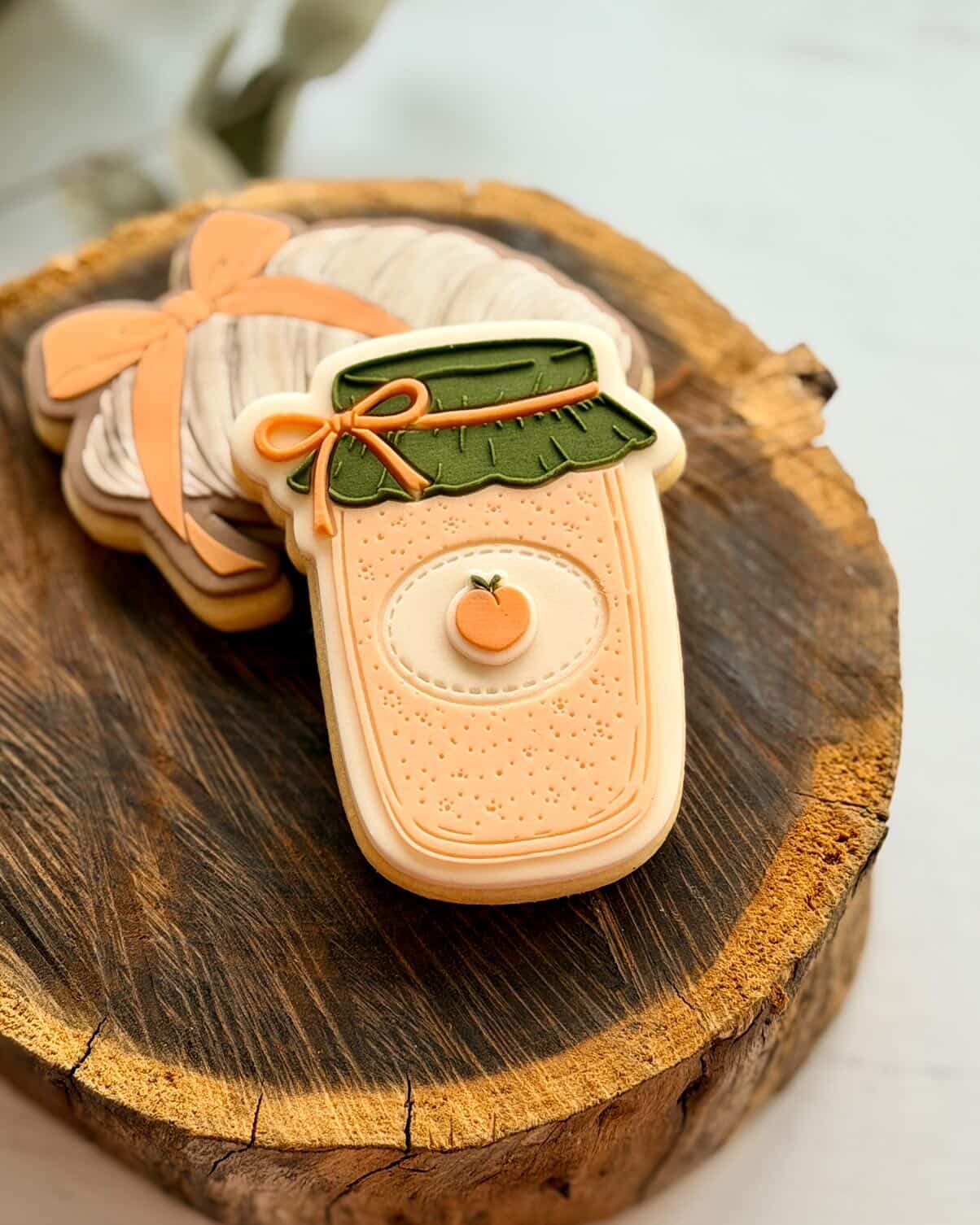 Jam jar mini fruit brunch croissant with bow fondant cookie stamp cookie cutter stampandimpress