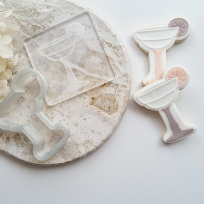 Margarita glass with lime lemon margs cocktail cookie stamp cookie cutter stampandimpress