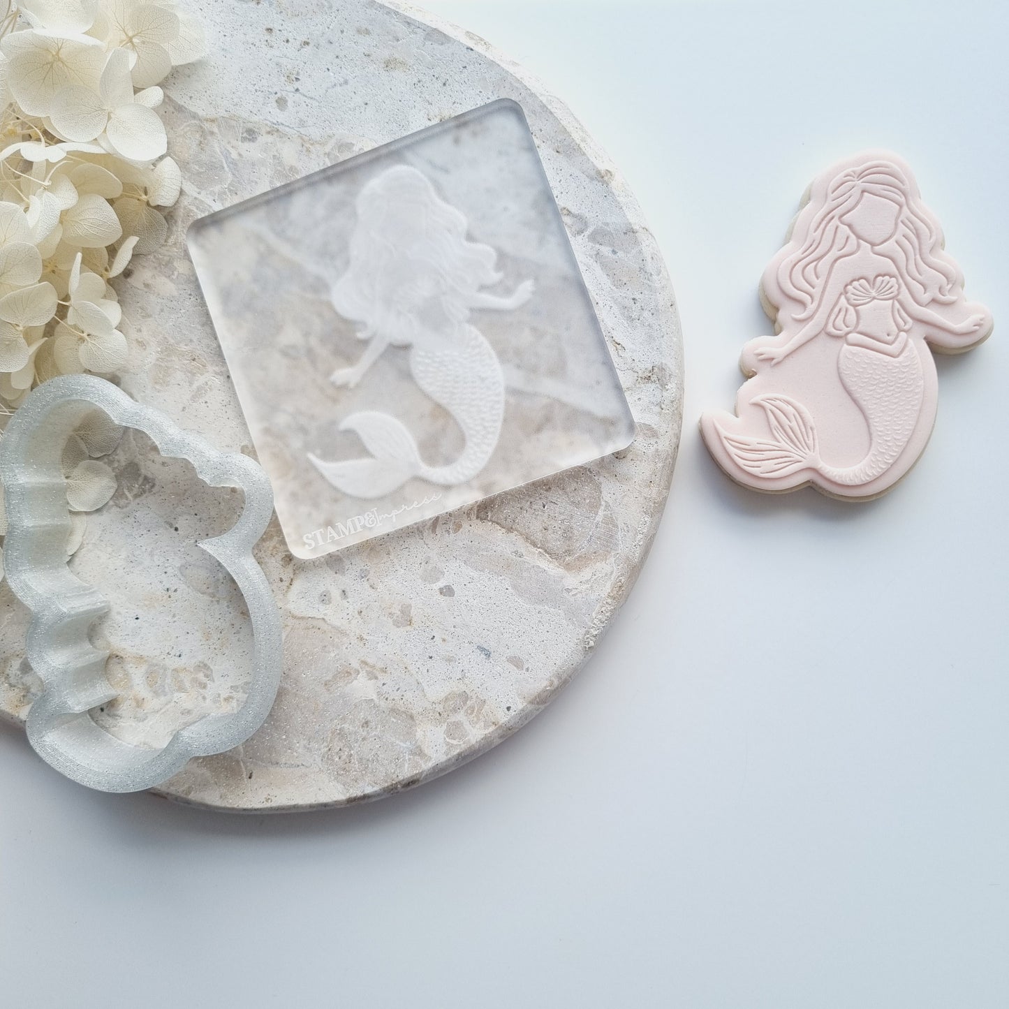 Mermaid cookie stamp cookie cutter stampandimpres under the sea pearl ariel whale 