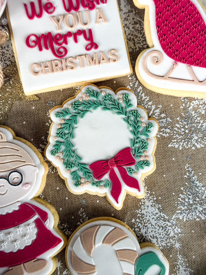 Wreath with Bow Raised Cookie Stamp/Debosser & Cutter