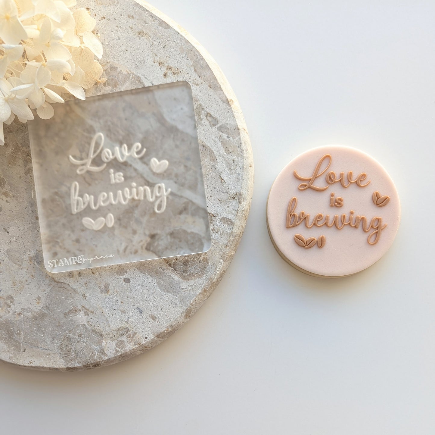 Love is Brewing Raised Cookie Stamp/Fondant Debosser