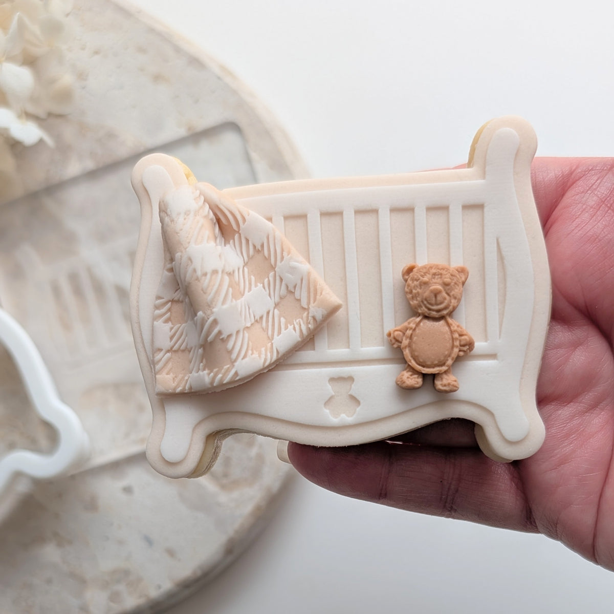 Baby Crib Raised Cookie Stamp/Fondant Debosser & Cutter