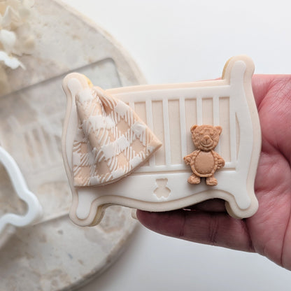 Baby Crib Raised Cookie Stamp/Fondant Debosser & Cutter