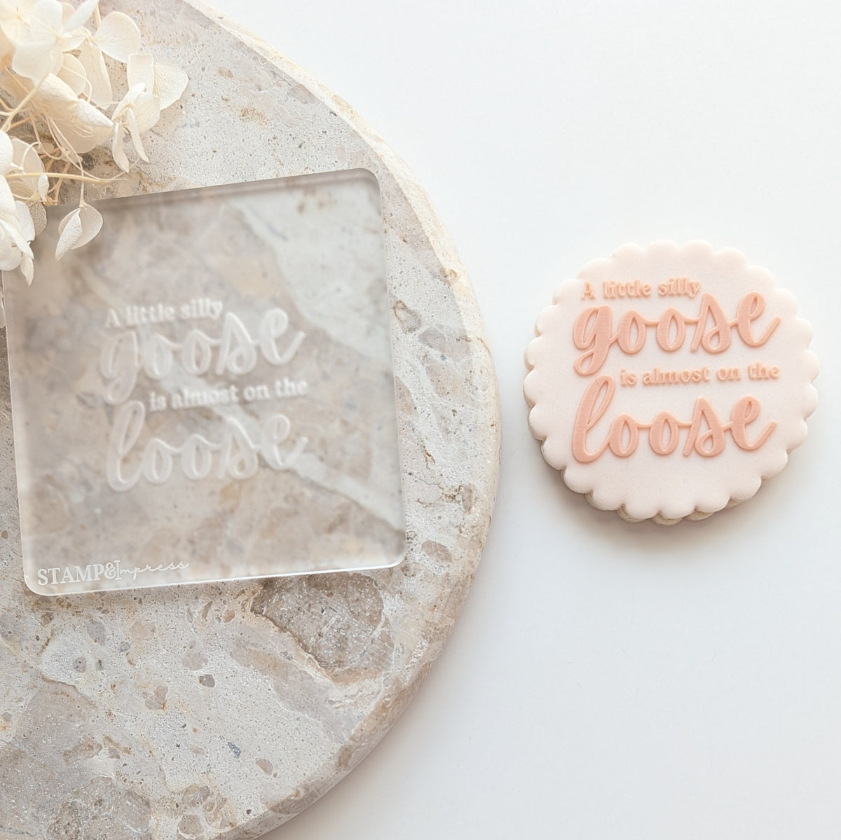 a little silly goose is almost on the loose baby shower cookie stamp cookie cutter fondant stampandimpress