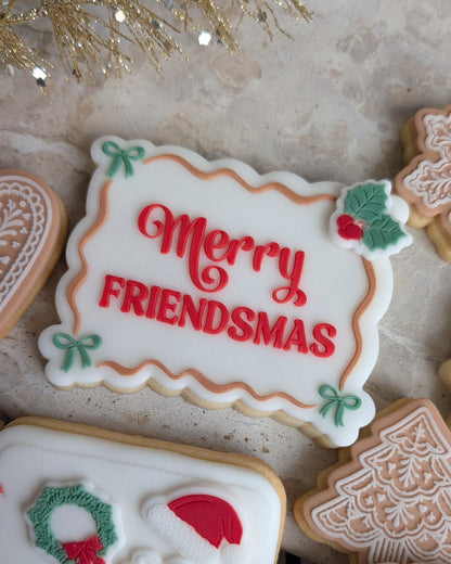 Merry Friendsmas Raised Cookie Stamp/Debosser & Cutter