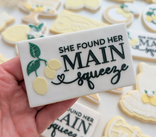 she found her main squeeze lemon theme bride to be diamond ring wedding dress lemons cookie stamp cookie cutter stampandimpress