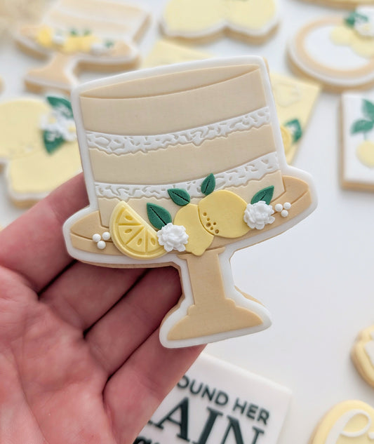 barrel cake buttercream naked cake cake stand cookie stamp cookie cutter stampandimpress lemon theme