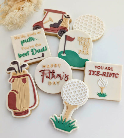 you are tee-rific golf ball fathers day dad best dad by par golf cart golf bag golf green cookie stamp cookie cutter stampandimpress father's day cookie stamps