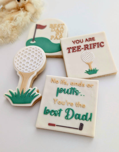 you are tee-rific golf ball fathers day dad best dad by par golf cart golf bag golf green cookie stamp cookie cutter stampandimpress father's day cookie stamps