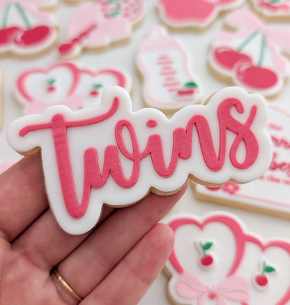 twins baby shower babies oh babies two babies cookie stamp cookie cutter stampandimpress