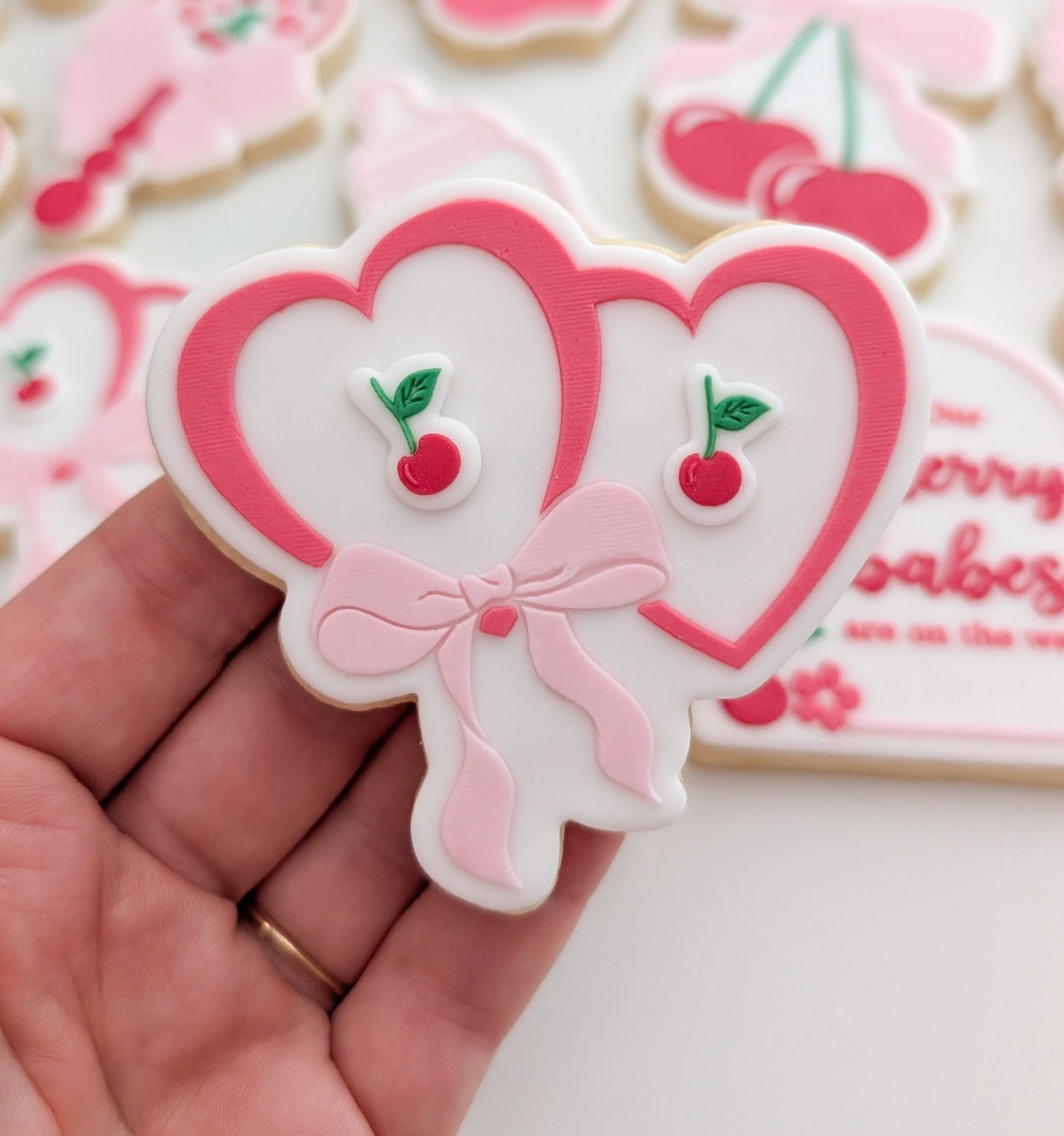 double hearts twins bow cookie stamp cookie cutter stampandimpress