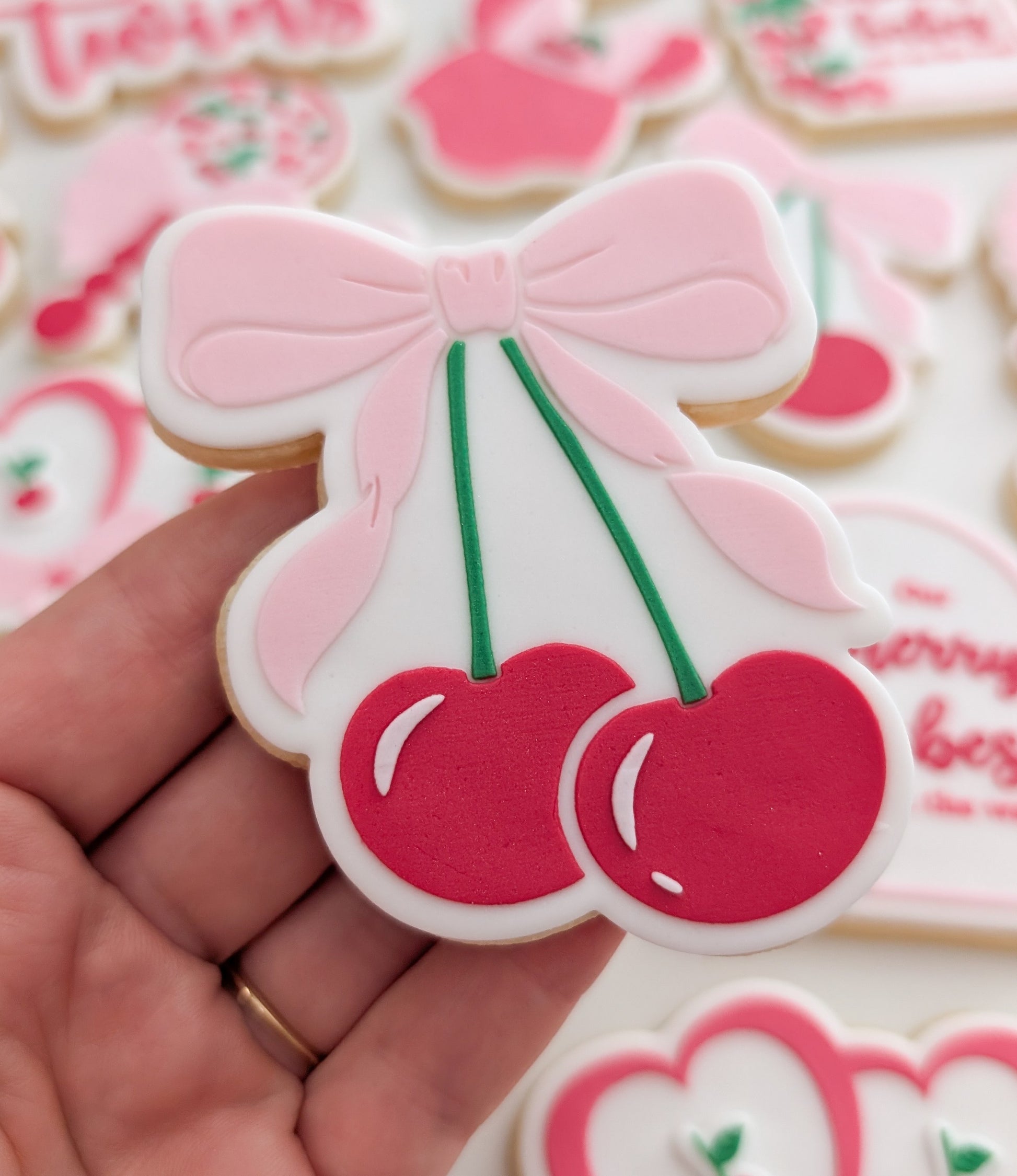 cherries with bow cherry on top cookie stamp cookie cutter stampandimpress cherry best